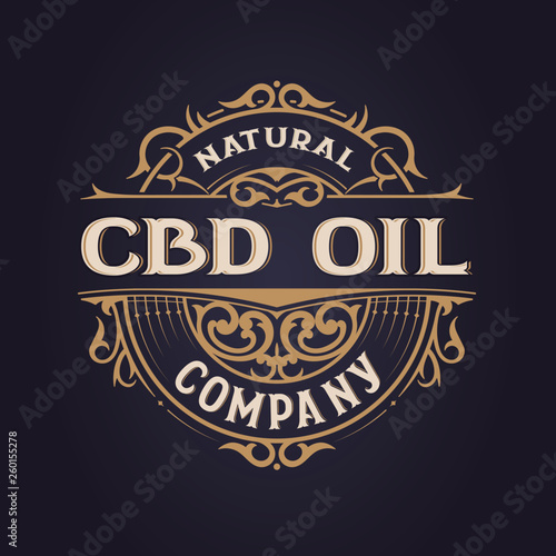 CBD oil logo. Vintage style. Vector layered