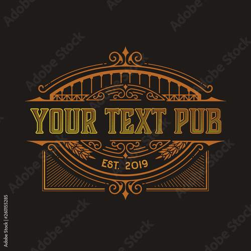 Vintage Pub logo. Vector layered