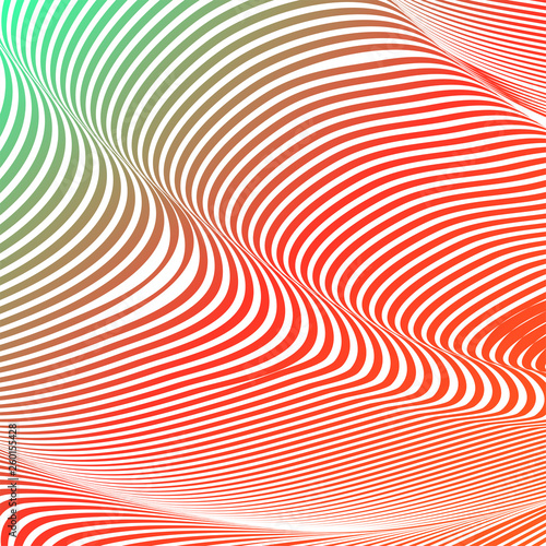 Abstract acid color wavy background, optical art, opart striped. Neon gradient