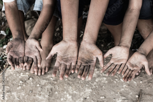 Photos children labour Hands,world day against child labour concept:
