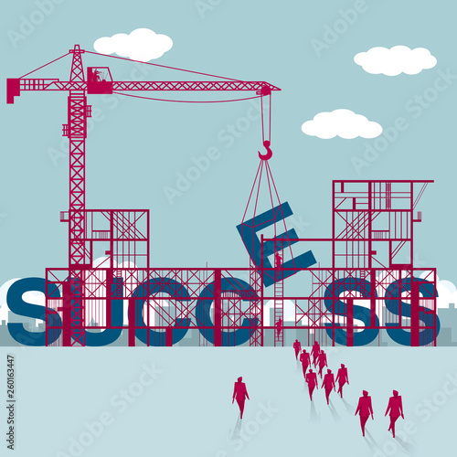 Successful construction.A group of businessmen walked to the building site.	
