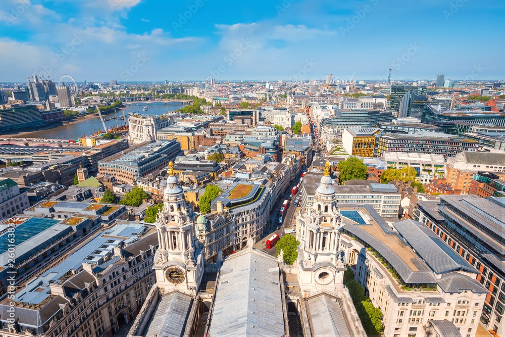 View of London cityscape from the Golden Gallery of St. Paul's Cathedral
