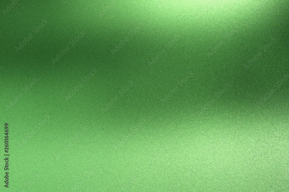 Abstract texture background, light shining on rough green metal wall