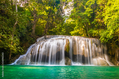 Erawan Waterfall in National Park, Thailand,Blue emerald color waterfall © wanna