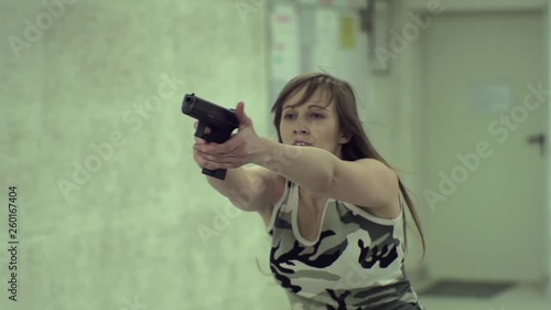 Slow Motion - Young Girl Running Aiming