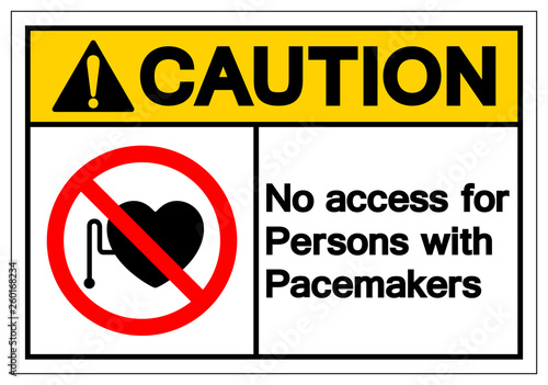 Caution No Access For Persons With Pacemaker Symbol Sign ,Vector Illustration, Isolate On White Background Label. EPS10