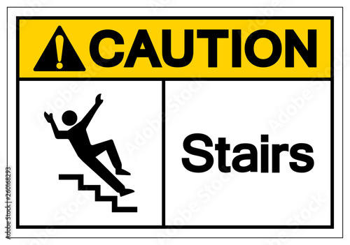 Caution Stairs Symbol Sign, Vector Illustration, Isolate On White Background Label. EPS10