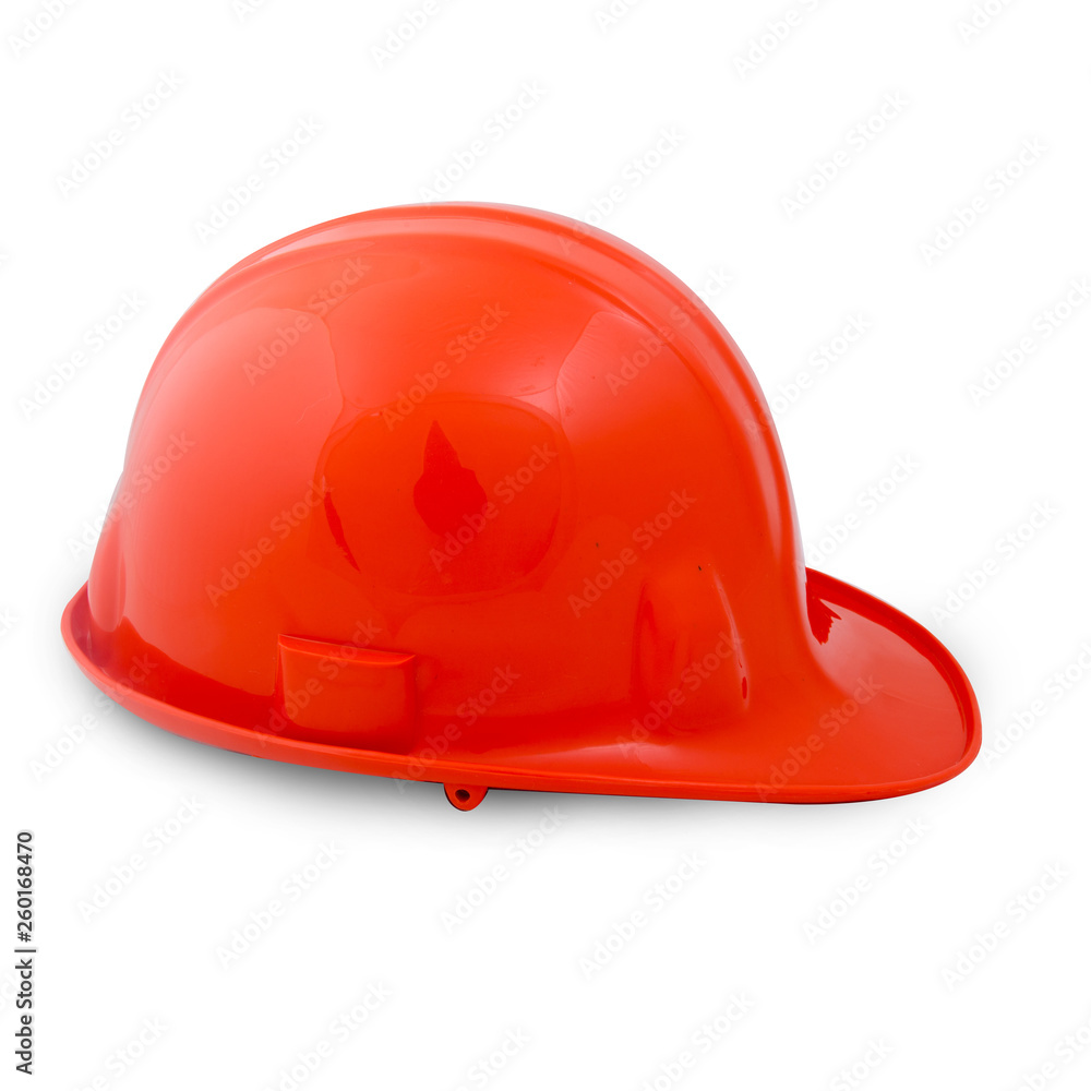 Fototapeta premium orange construction helmet on a white background.