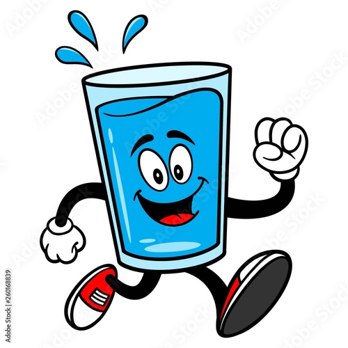 Glass of Water Mascot Running - A vector cartoon illustration of a glass of Water mascot.