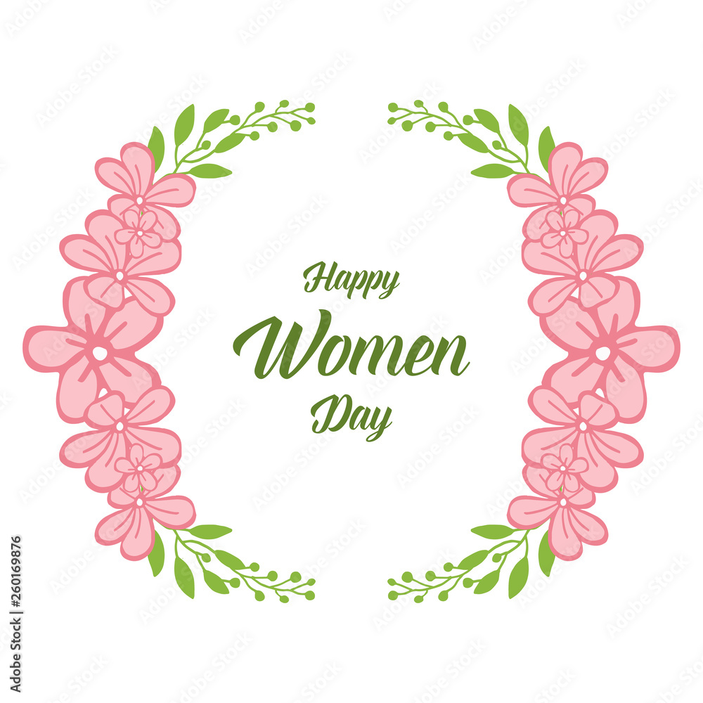 Vector illustration pattern art pink flower frame for template happy women day Vector illustration pattern art pink flower frame for template happy women day
