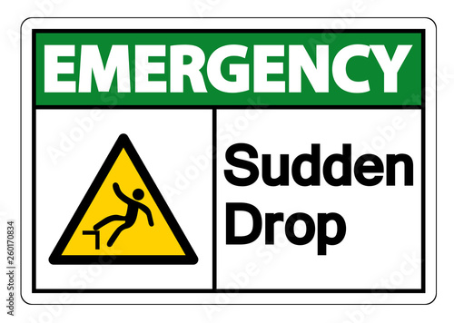 Emergency Sudden Drop Symbol Sign On White Background,Vector Illustration