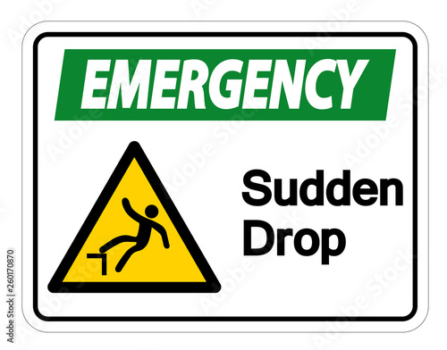 Emergency Sudden Drop Symbol Sign On White Background,Vector Illustration