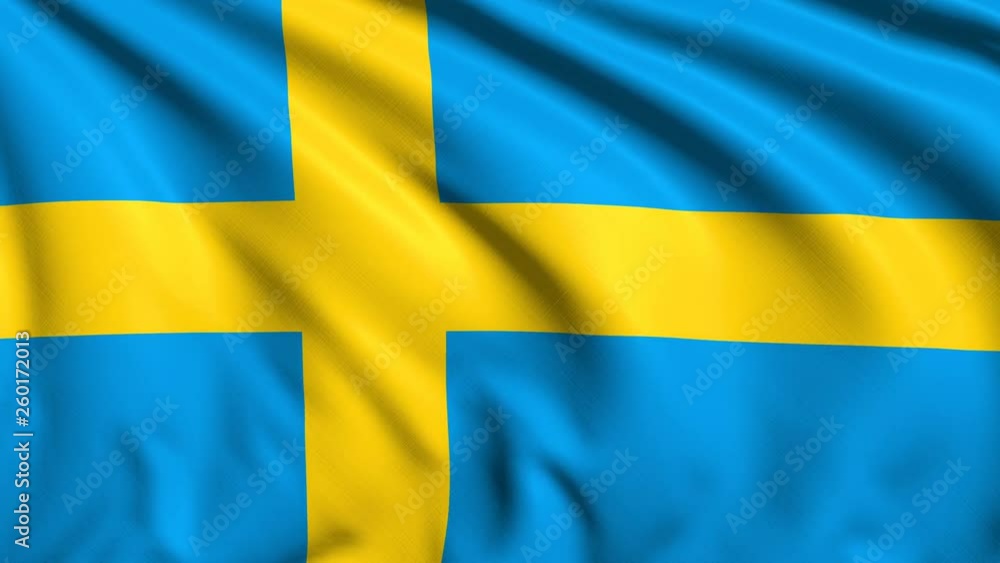 flag of Sweden with fabric structure in the wind (loopable)