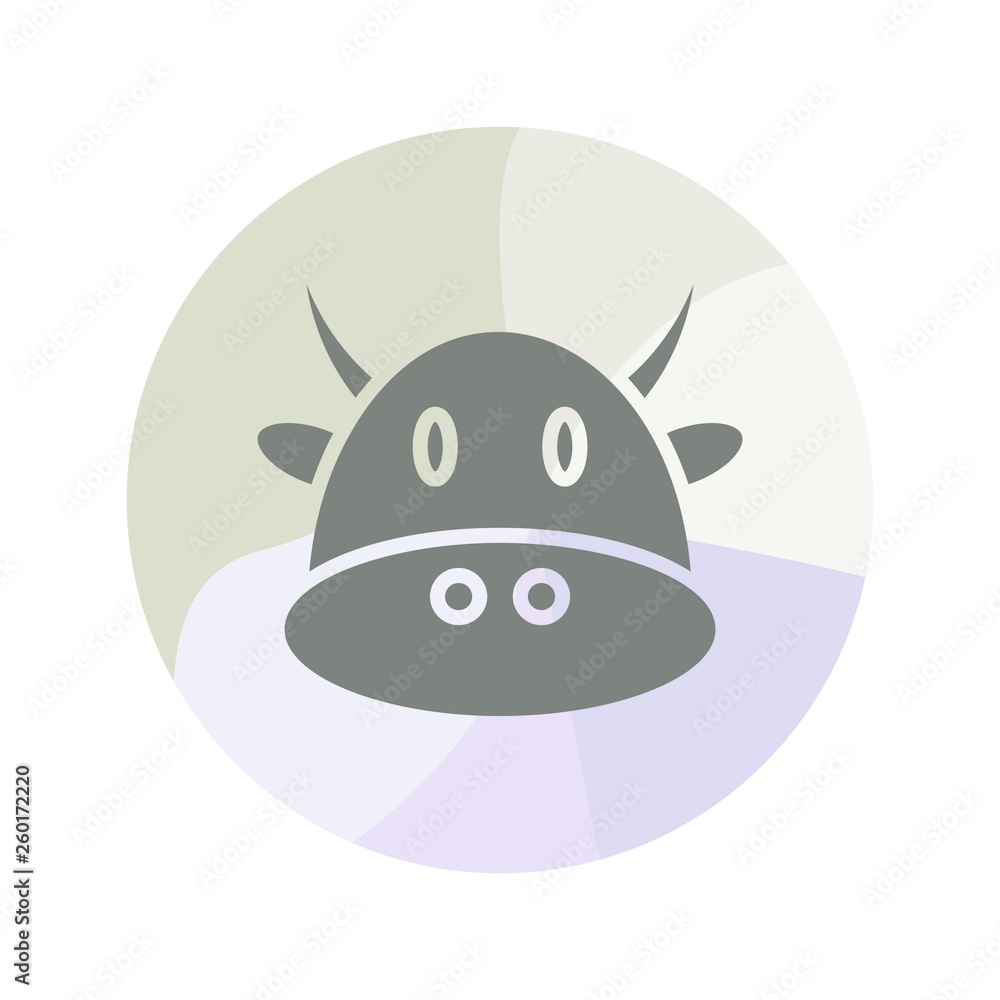 Fototapeta premium Simple cow icon on circle multiple color background.- vector
