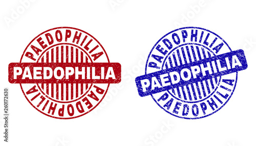 Foto Grunge PAEDOPHILIA round stamp seals isolated on a white background