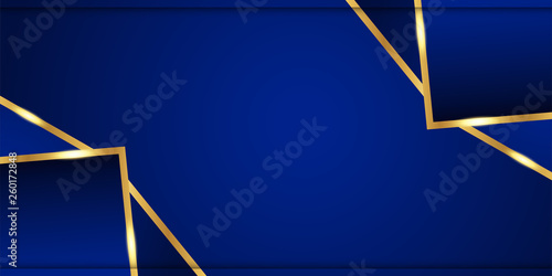 Abstract blue background in premium indian style. Template design for cover, business presentation, web banner, wedding invitation and luxury packaging. Vector illustration with golden border.