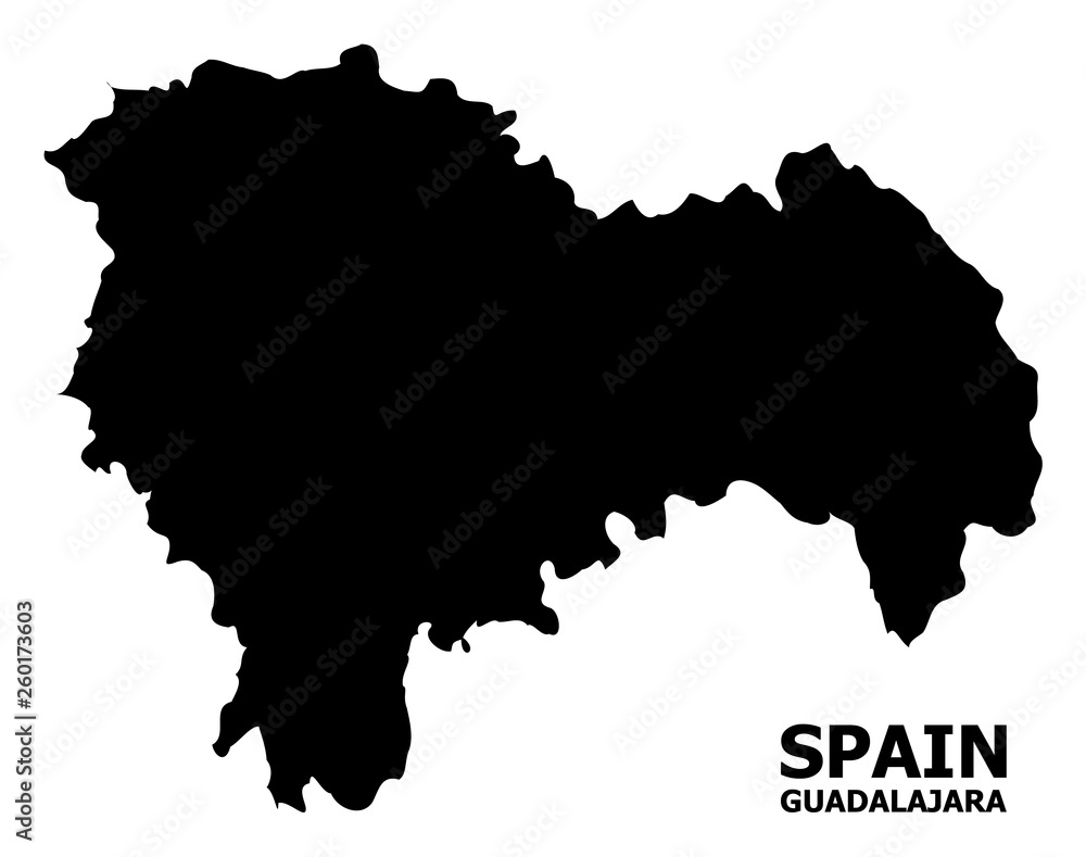 Vector Flat Map of Guadalajara Province with Caption