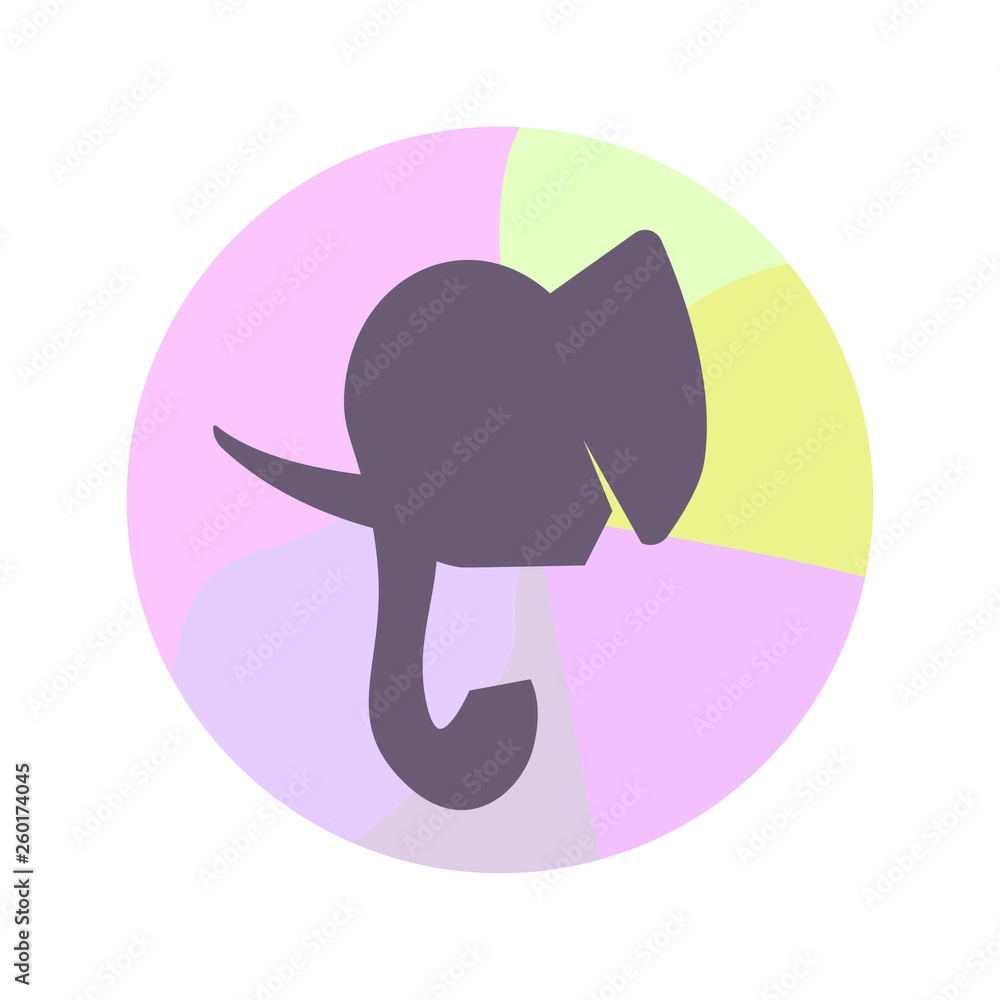 Simple and cute elephant icon on multiple color Simple and cute elephant icon on multiple color