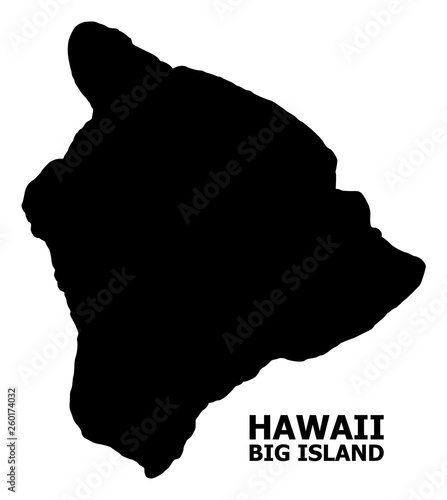 Vector Flat Map of Hawaii Big Island with Name