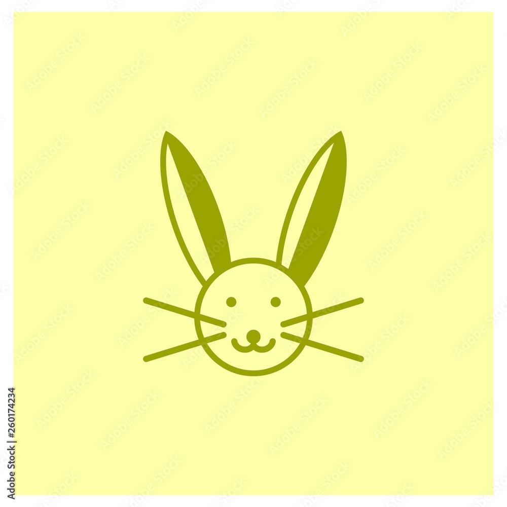 Simple bunny icon with yellow background.- vector Simple bunny icon with yellow background.- vector