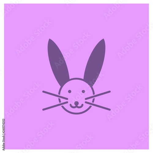Rabbit icon. Bunny illustration in purple background color.- vector