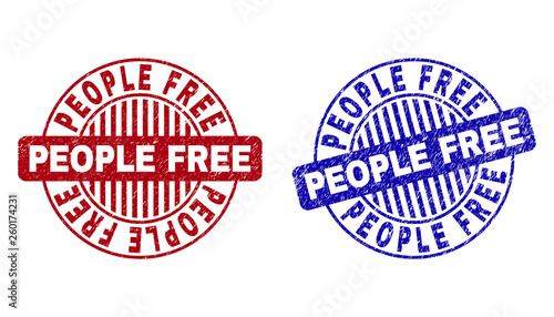 Quadro su tela Grunge PEOPLE FREE round stamp seals isolated on a white background