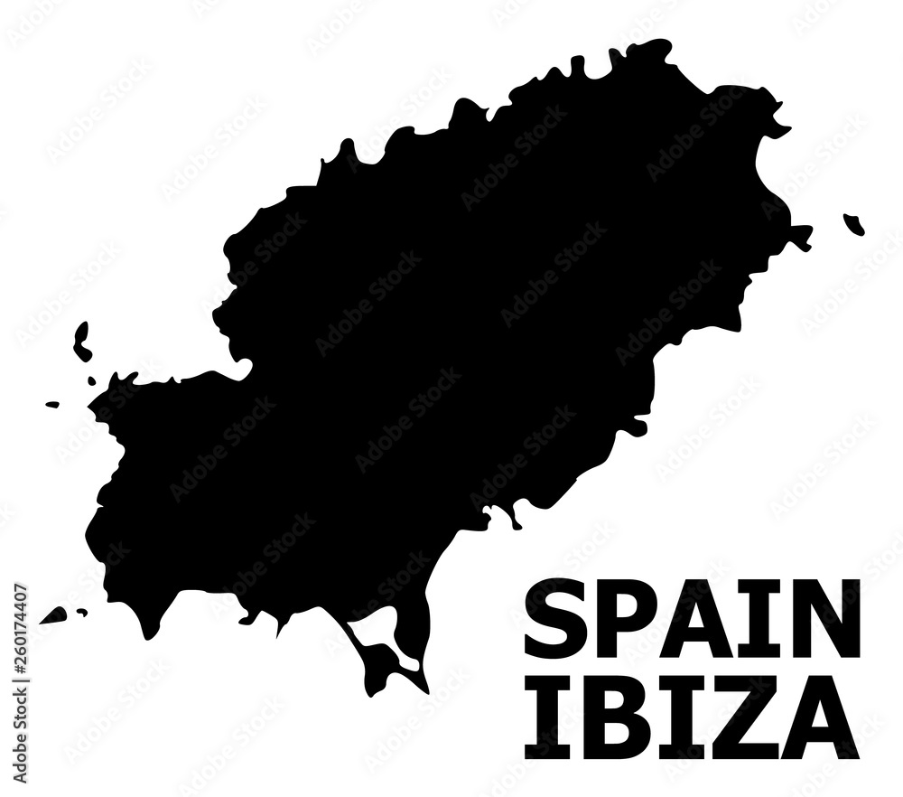 Vector Flat Map of Ibiza Island with Name