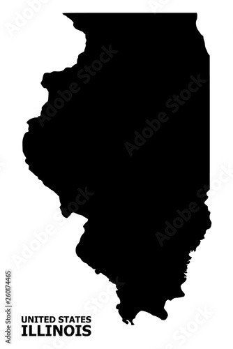 Vector Flat Map of Illinois State with Name
