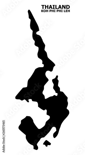 Vector Flat Map of Koh Phi Leh with Caption