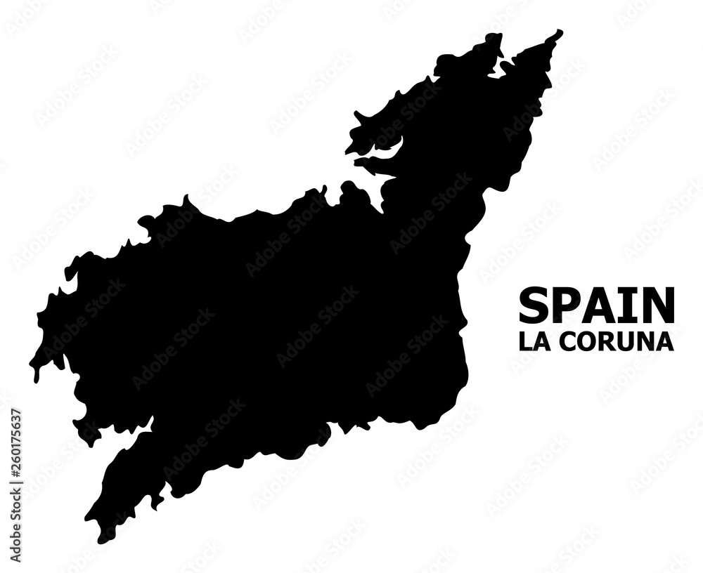 Vector Flat Map of La Coruna Province with Caption