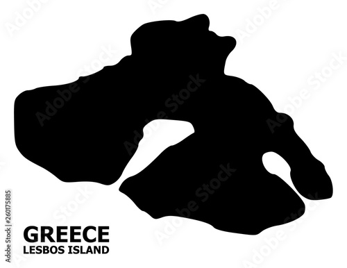Vector Flat Map of Lesbos Island with Name