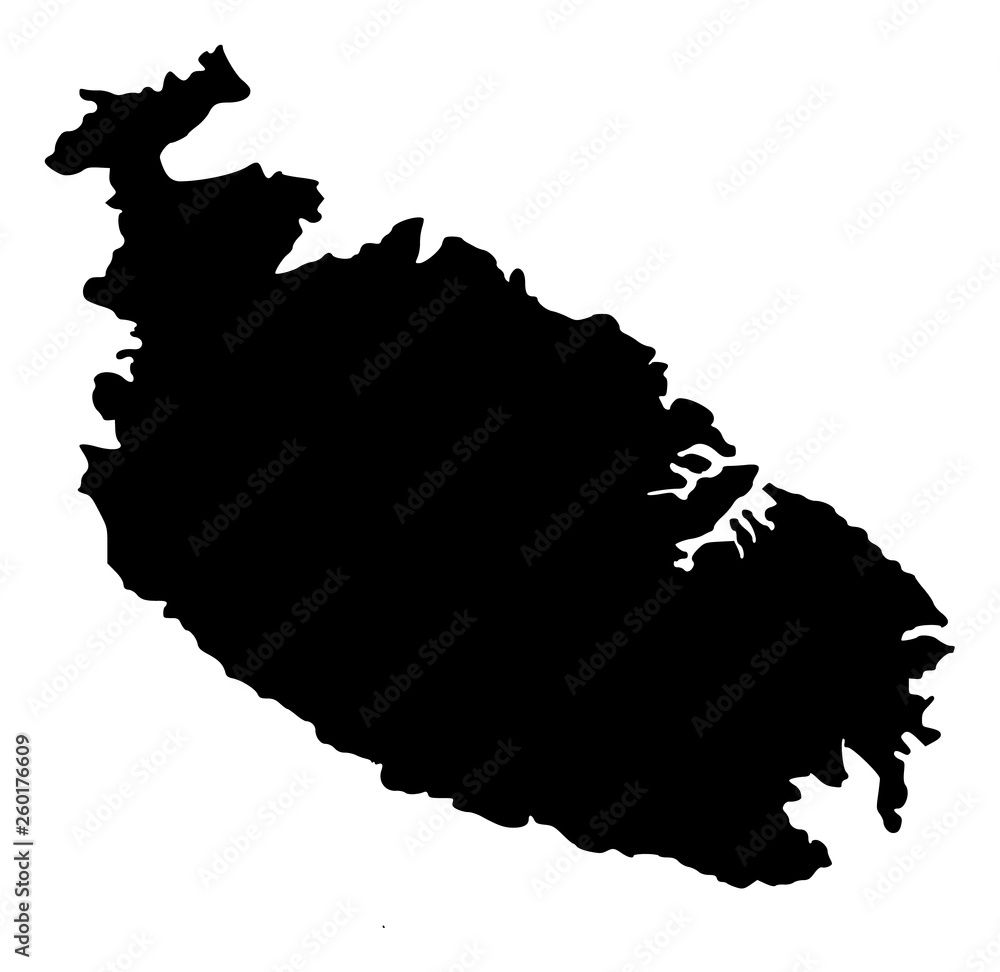 Vector Flat Map of Malta Island with Name