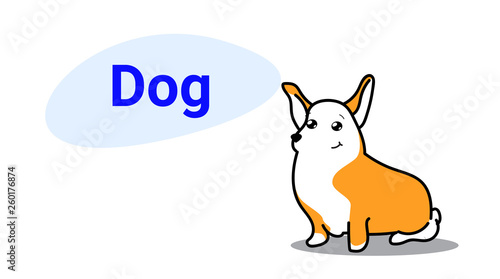 cute dog cartoon comic character with smiling face kawaii hand drawn style funny animals for kids concept horizontal