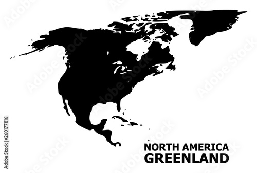 Vector Flat Map of North America and Greenland with Caption