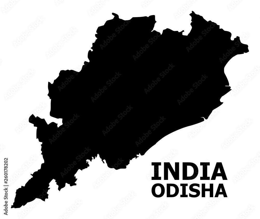 Vector Flat Map of Odisha State with Name