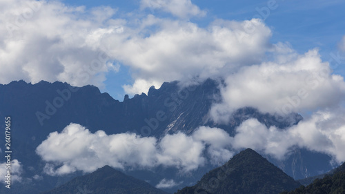 Clouds over Mt. Kinabalu peaks.