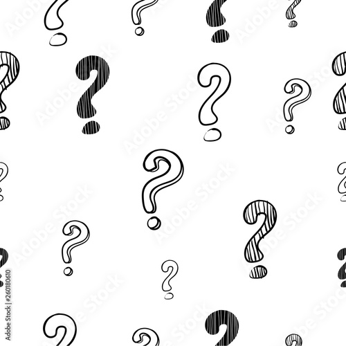 Seamless pattern with hand drawn questions marks doodle vector