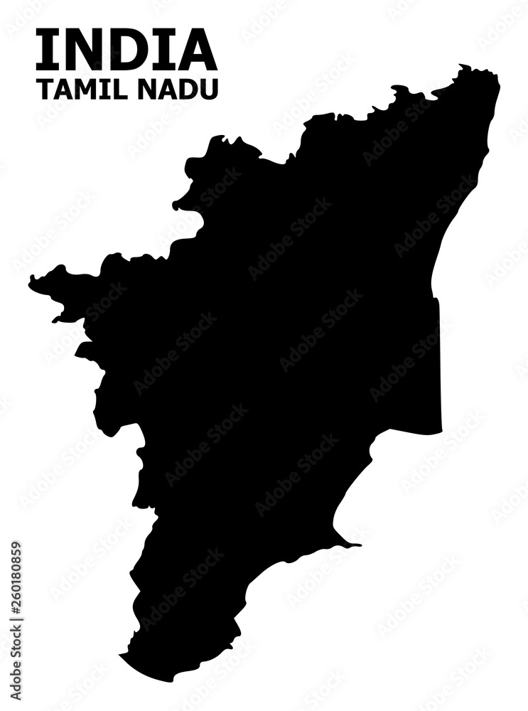 Vector Flat Map of Tamil Nadu State with Name