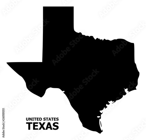 Vector Flat Map of Texas State with Name