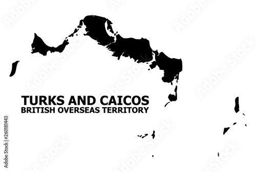 Vector Flat Map of Turks and Caicos Islands with Name