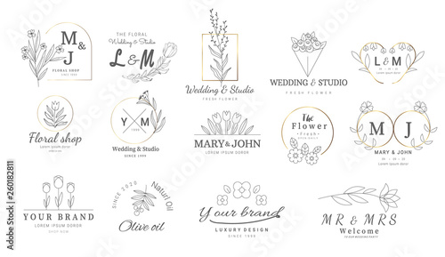 Premium floral logo templates for wedding,logo,banner,badge,printing,product,package.vector illustration