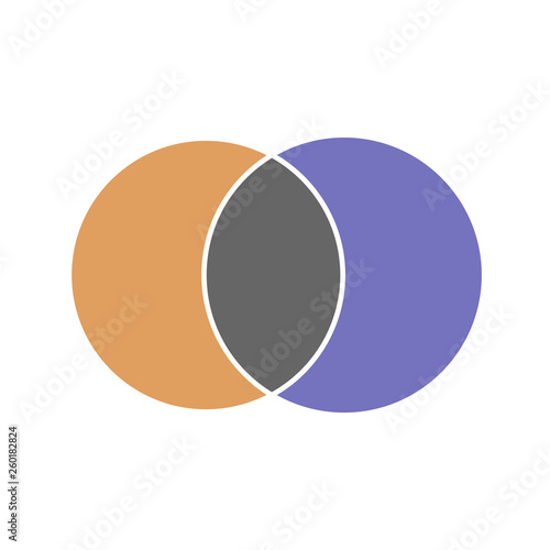 Venn maths vector diagram, color modern icon - white background