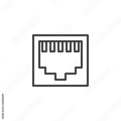 Ethernet port socket line icon. linear style sign for mobile concept and web design. LAN network port outline vector icon. Symbol, logo illustration. Pixel perfect vector graphics
