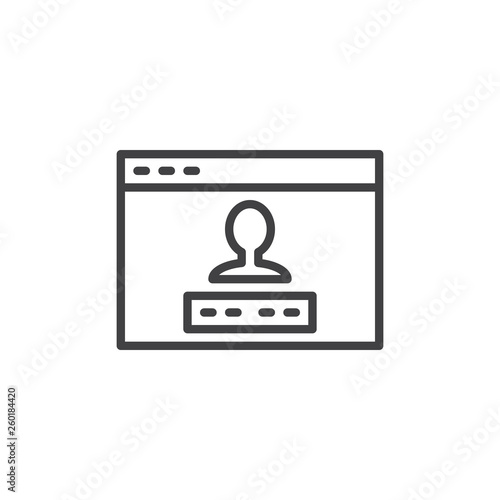 User account login line icon. linear style sign for mobile concept and web design. Website user password outline vector icon. Symbol, logo illustration. Pixel perfect vector graphics