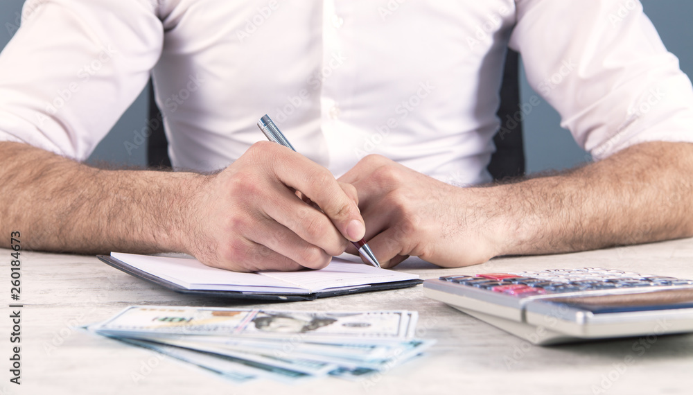 Fototapeta premium businessman working with documents in office