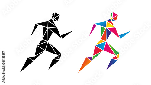 biegacz low poly wektor