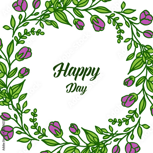 Vector illustration style of flower frame for wreath happy day
