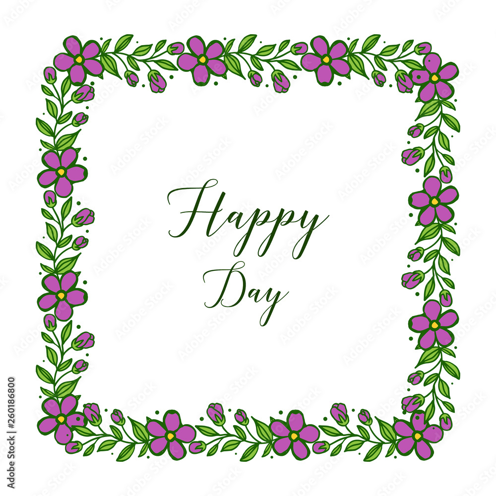 Vector illustration card happy day wedding with beauty of leaf flower frame Vector illustration card happy day wedding with beauty of leaf flower frame