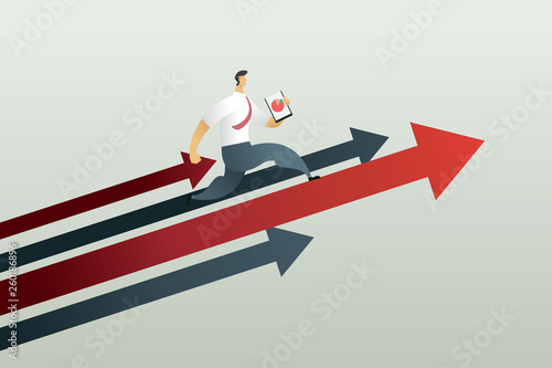 Running to path to achieve a target, business concept Vector illustration