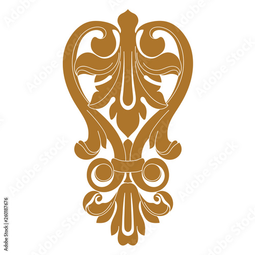 Golden vintage baroque ornament, corner. Retro pattern antique style acanthus.